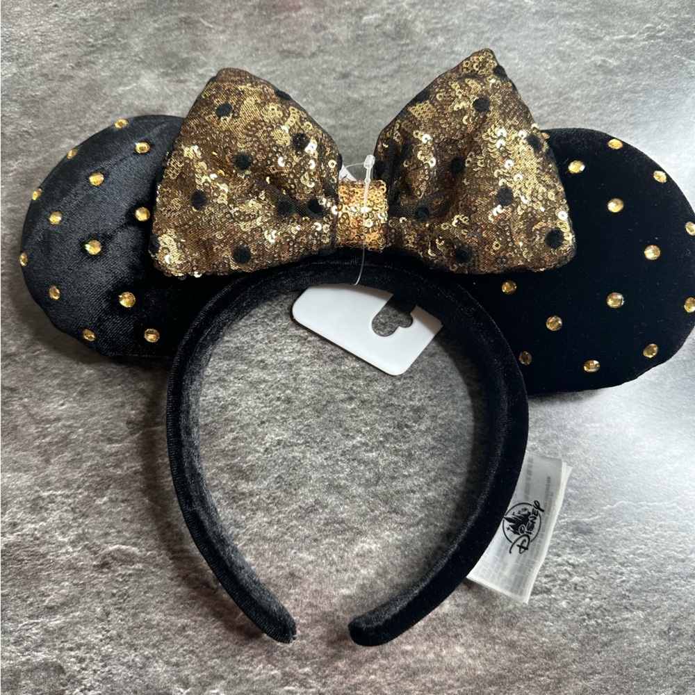 Black and Gold Disney Minnie Mouse Ears Adult